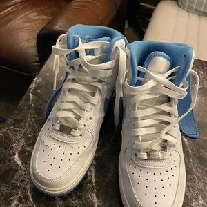 White and Blue High-Top Sneakers Nike Air